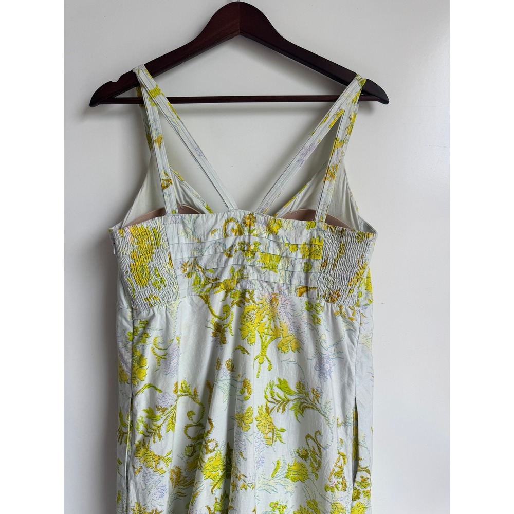 Anthropologie Solenne flounced maxi dress light blue yellow floral tiered 8 P - Picture 8 of 15
